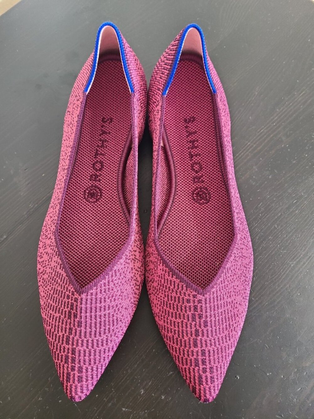 NWOT Rothy’s The Point Fig Python Flats Shoes Size 9.5 Pink
